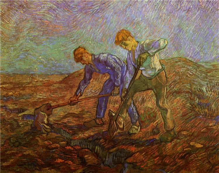 Two Peasants Digging Van Gogh Oil Painting